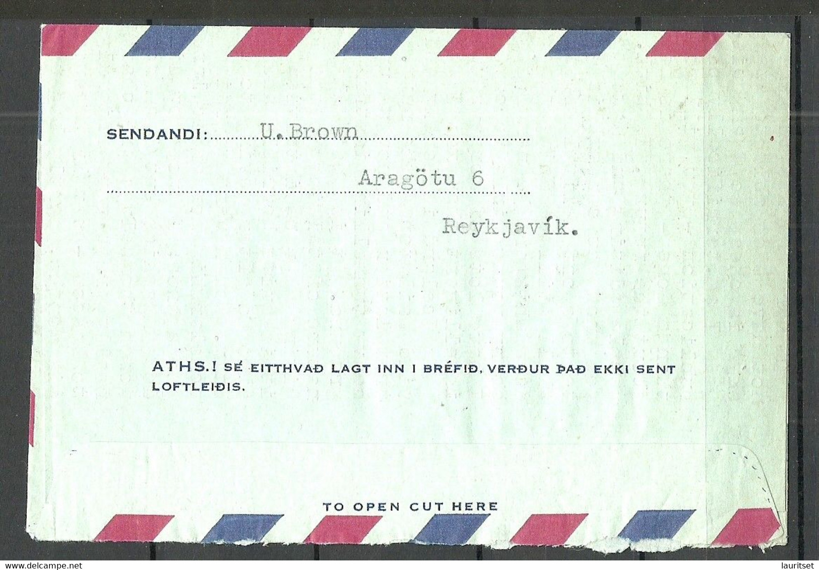 ISLAND 1958 Aerogramme Aerogram 175 Aur O Reikjavik To Denmark - Poste Aérienne