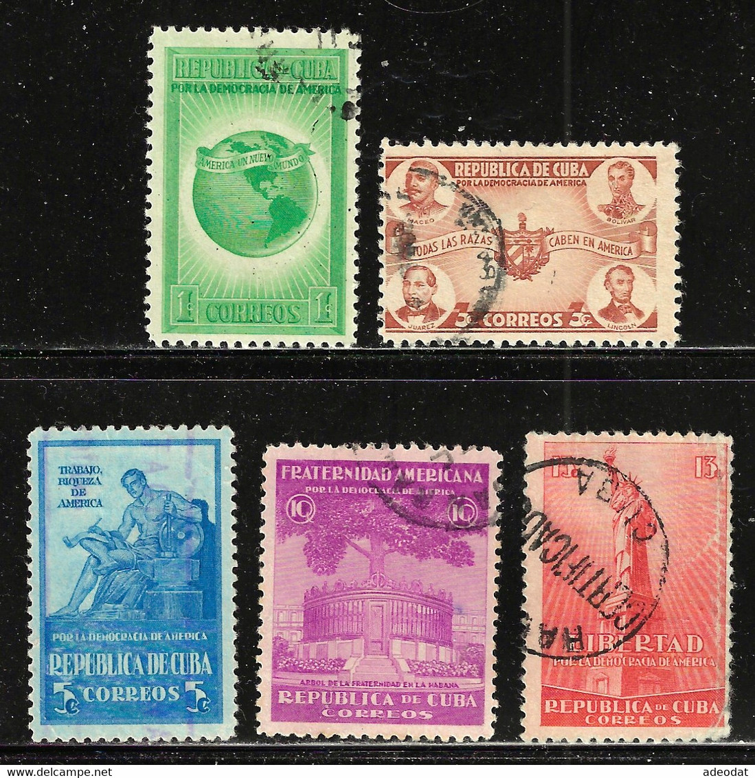 CUBA  1942 SCOTT 368-372 USED $1.50 - Gebruikt