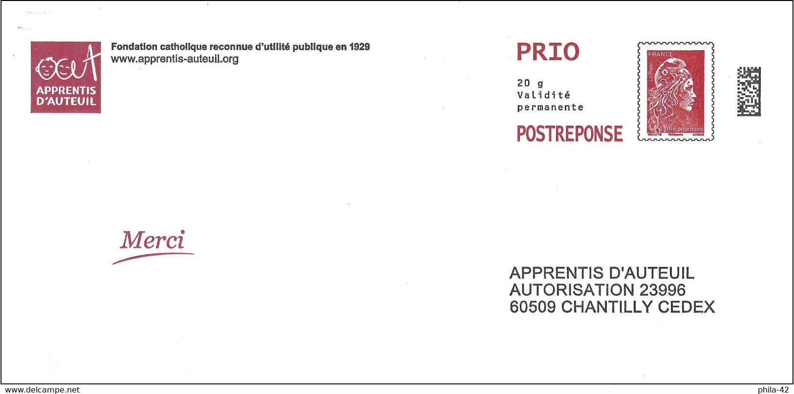 France 2018 - PAP - Mi 7075 Ay - YT 5253 ( Marianne L'Engagée - Apprentis D'Auteuil ) Mention Phil@poste - PAP: Antwort