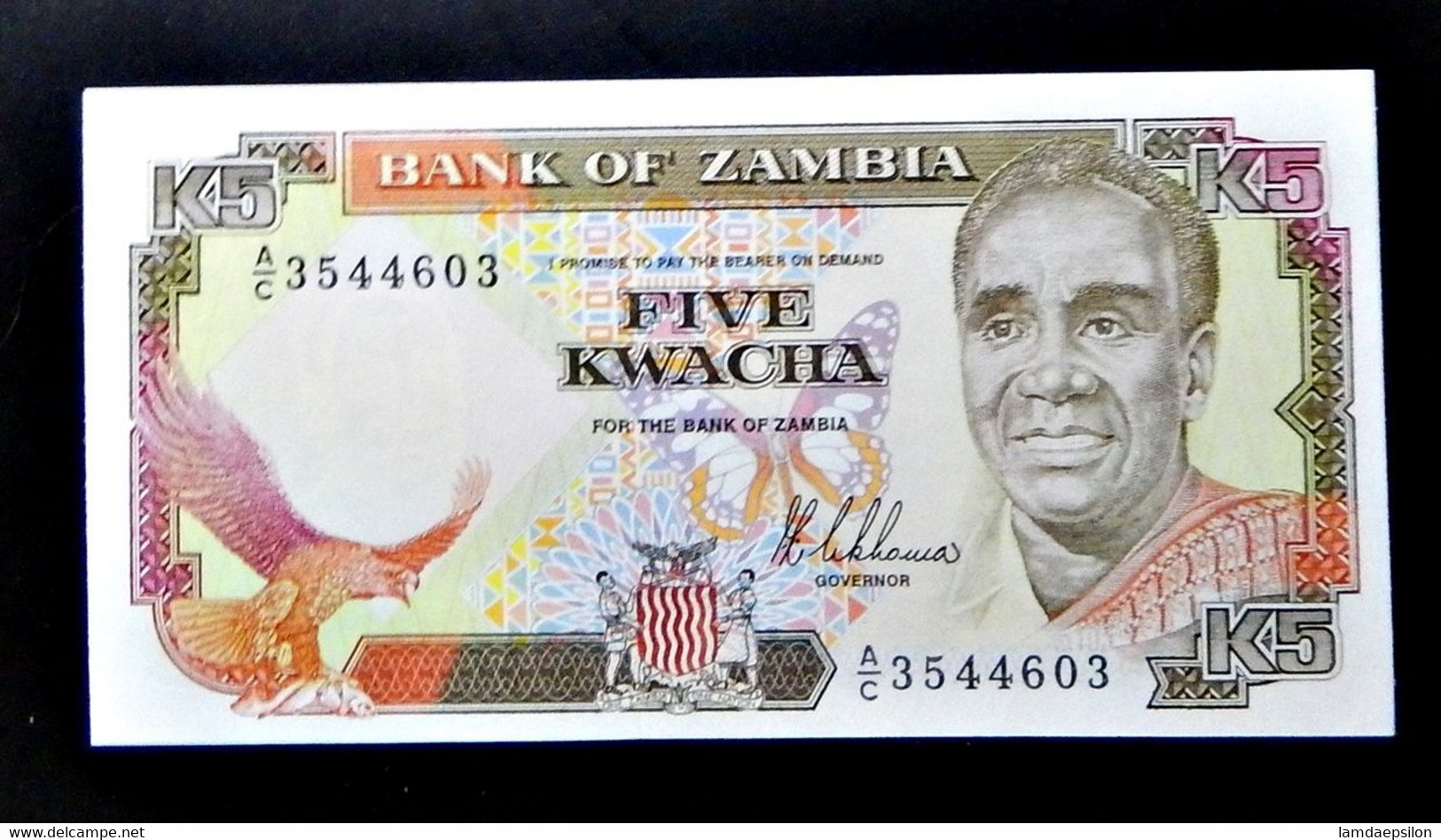 A7   ZAMBIE   BILLETS DU MONDE    ZAMBIA BANKNOTES  5 KWACHA 1989 - Zambie