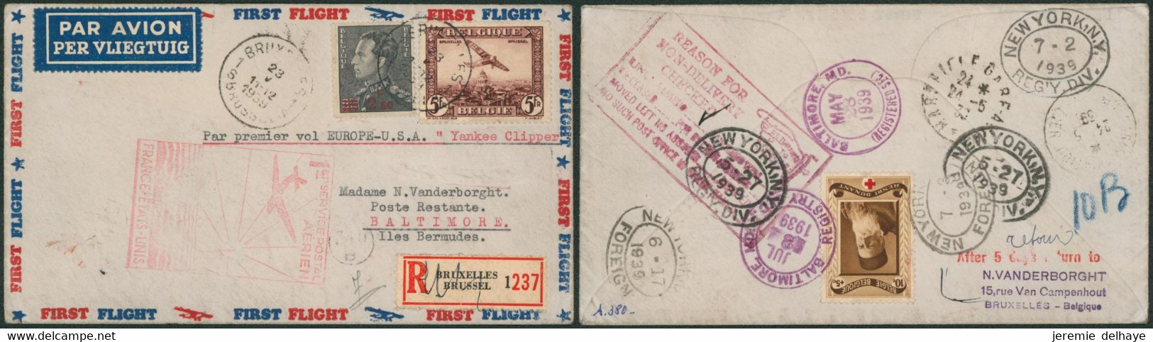 Affranch. Mixte (Poortman) Sur L. Expédié Par Avion De Bruxelles (1939) > Baltimore (Iles Bermudes) / Yankee Clipper - Autres & Non Classés