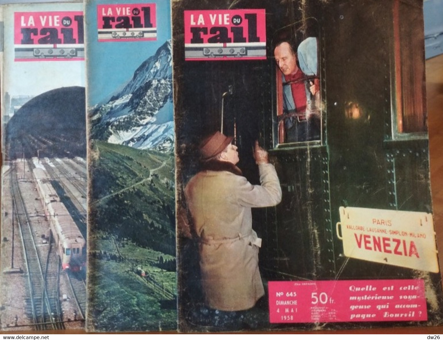 Lot De 3 Revues La Vie Du Rail 1958 (n° 636, 644 Et 645) Milan, Le Tramway Du Mont-Blanc, Bourvil En Train - Trains