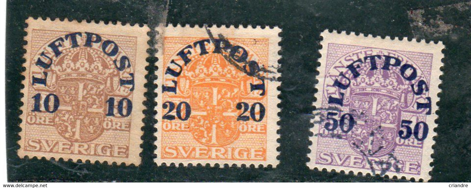 SUEDE,SVERIGE ,1920 LUFTPOST Poste Aérienne Airmail, N° 1,2,3 - Usati