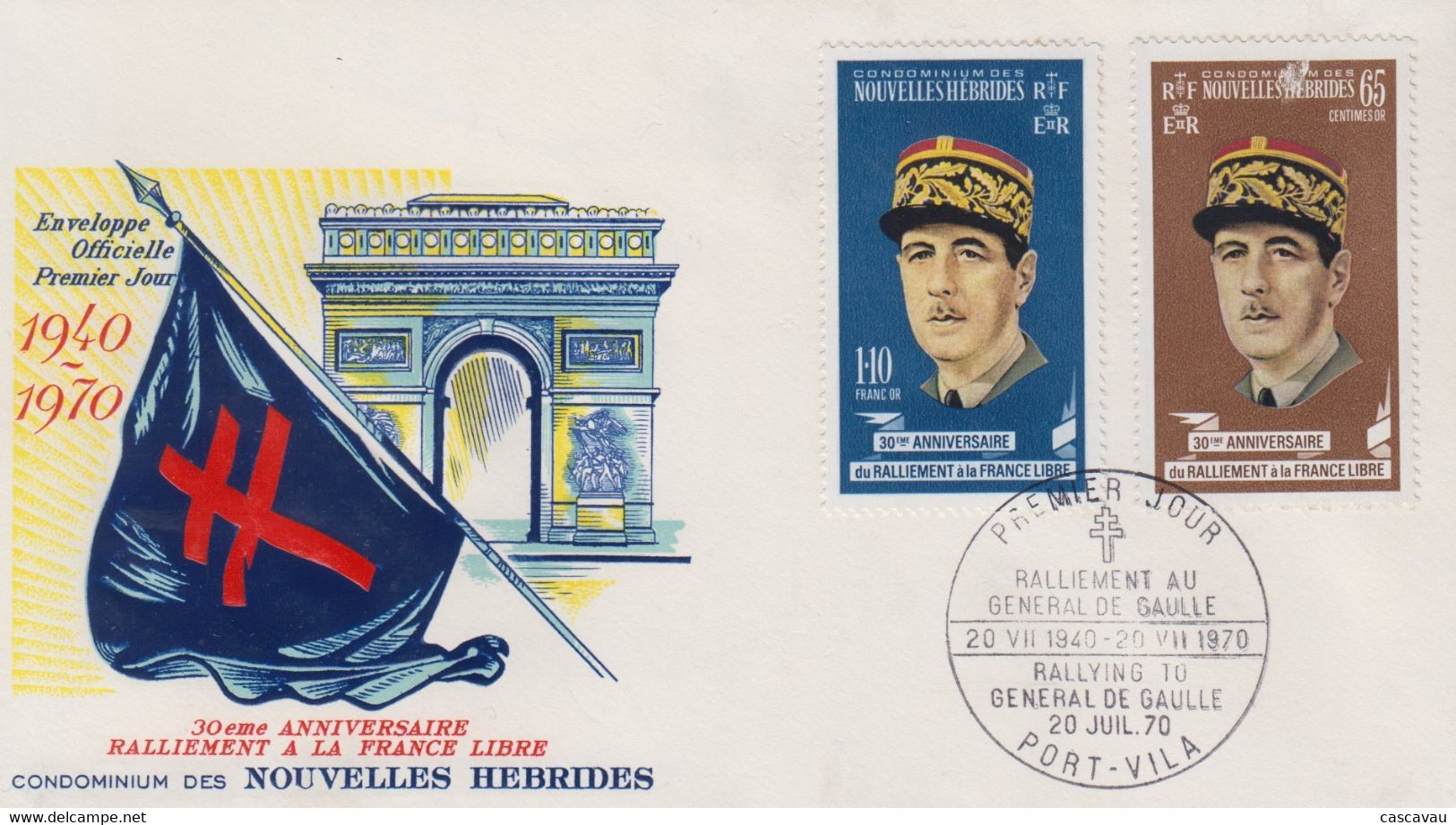 Enveloppe  FDC  1er Jour   NOUVELLES  HEBRIDES   Hommage  Au  Général  DE  GAULLE   1970 - FDC