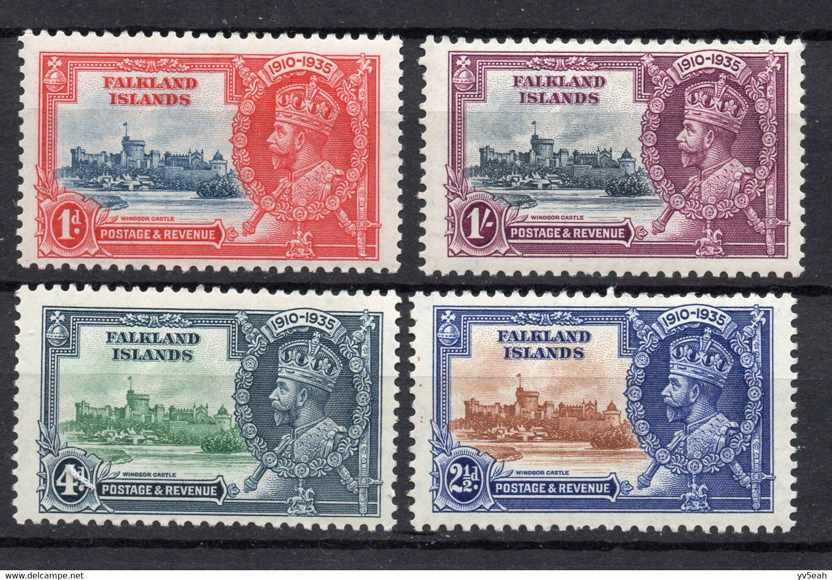 FALKLAND ISLANDS/1935/MH/SC#77-80/ SILVER JUBILEE ISSUE / KING GEORGE V / KGV / COMPLETE SET - Maldiven (...-1965)