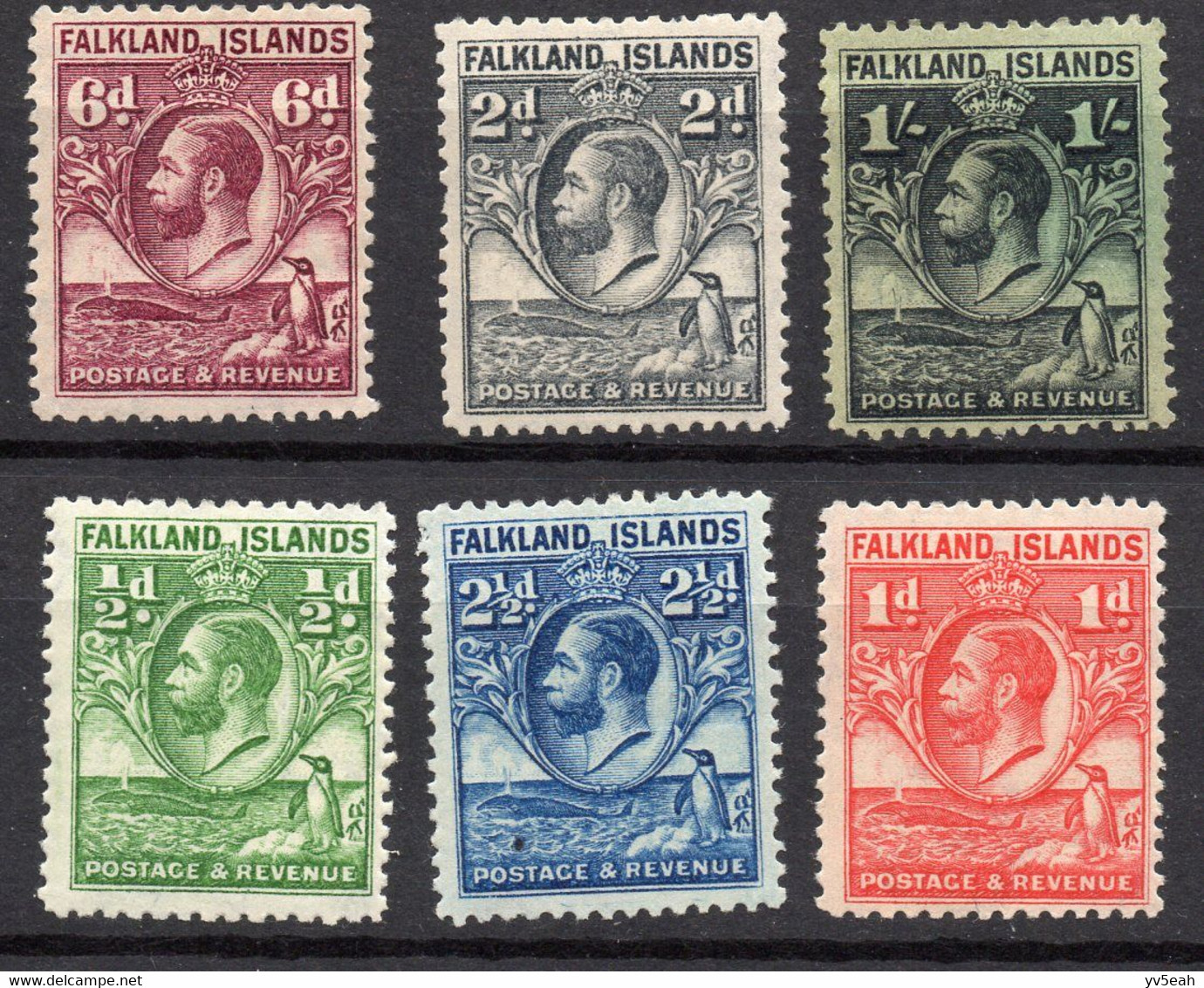 FALKLAND ISLANDS/1929-31/MH/SC#54-7, 59-60/ KING GEORGE V / KGV /ANIMALS / PARTIAL SET - Maldives (...-1965)