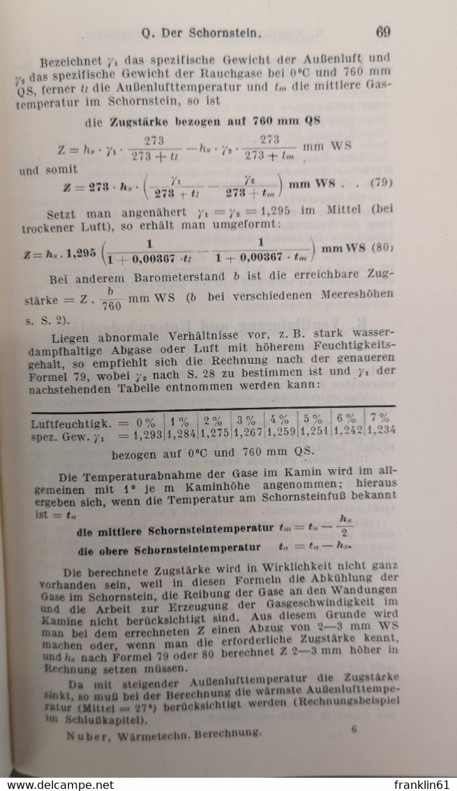 Wärmetechnische Berechnung Der Feuerungs- Und Dampfkessel-Anlagen. - Técnico