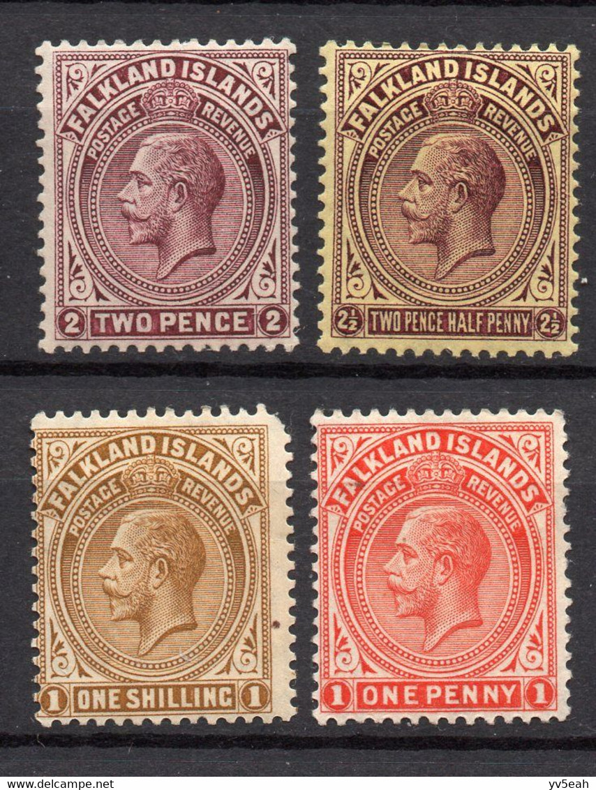 FALKLAND ISLANDS/1921-29/MH/SC#42-3, 45, 47/ KING GEORGE V / KGV /ROYALTY / SCRIPT WMK / PARTIAL SET - Maldive (...-1965)