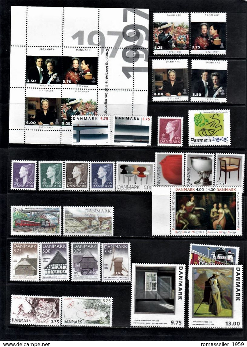 DENMARK -1997 Full Year Set-12 Issues. (stamps+m/sh.).MNH - Años Completos