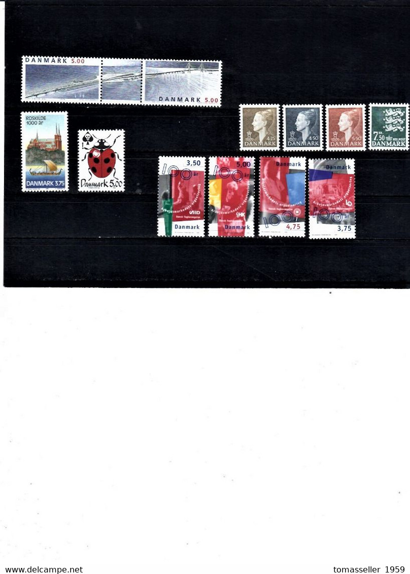 DENMARK -1998 Full Year Set-12 Issues. (stamps+m/sh.).MNH - Años Completos