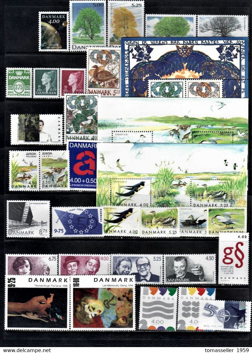 DENMARK -1999 Full Year Set-17 Issues. (stamps+m/sh.).MNH - Full Years