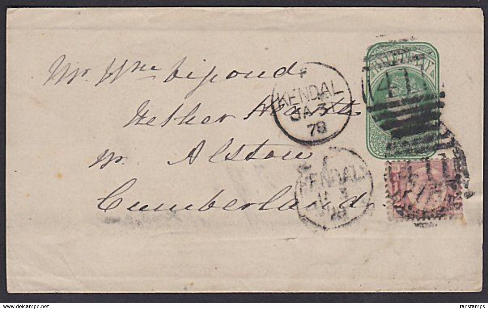 GB 1878 QV ½d Green Wrapper Uprated With ½d Bantam - Brieven En Documenten