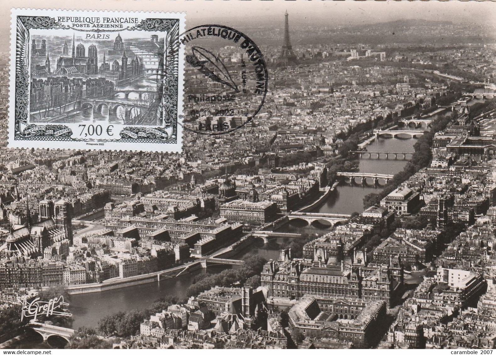 FRANCE 2022 - CM ISSUE DE BLOC VUE DE PARIS SUR CARTE ANCIENNE ED GREFF RRR - 2020-…