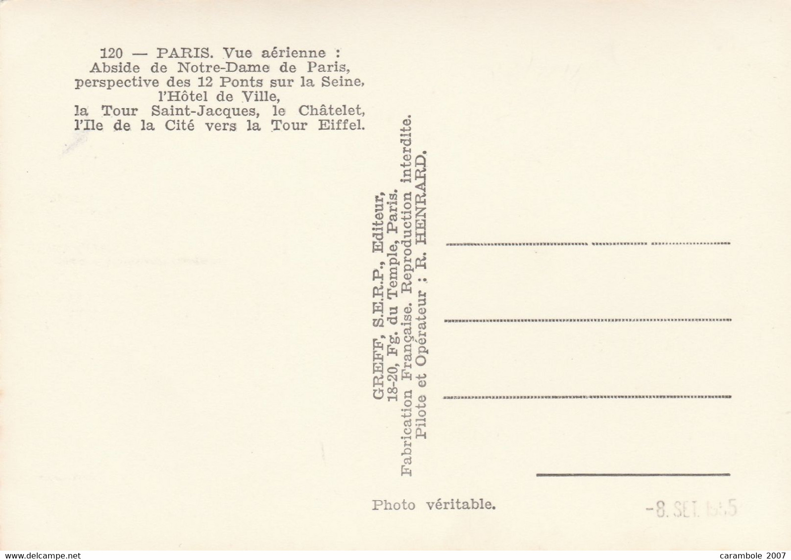 FRANCE 2022 - CM ISSUE DE BLOC VUE DE PARIS SUR CARTE ANCIENNE ED GREFF RRR - 2020-…