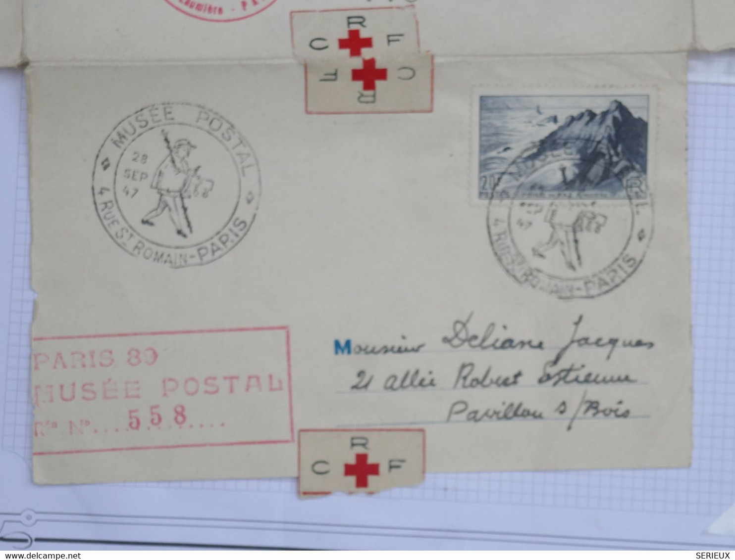 BH10 FRANCE USA BELG.  BELLE LETTRE COMPOSEE RRR  1947  CROIX ROUGE +PAR AVION +++AFFRANCH. PLAISANT - Red Cross