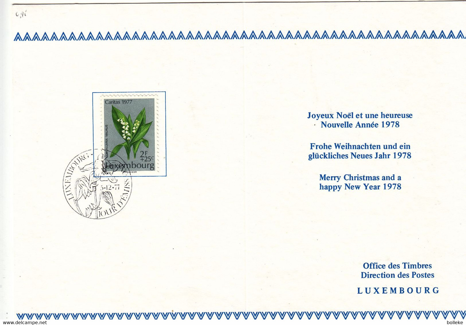 Fleurs - Muguets - Luxembourg - Document De 1977 - Oblit Luxembourg - Caritas - Briefe U. Dokumente