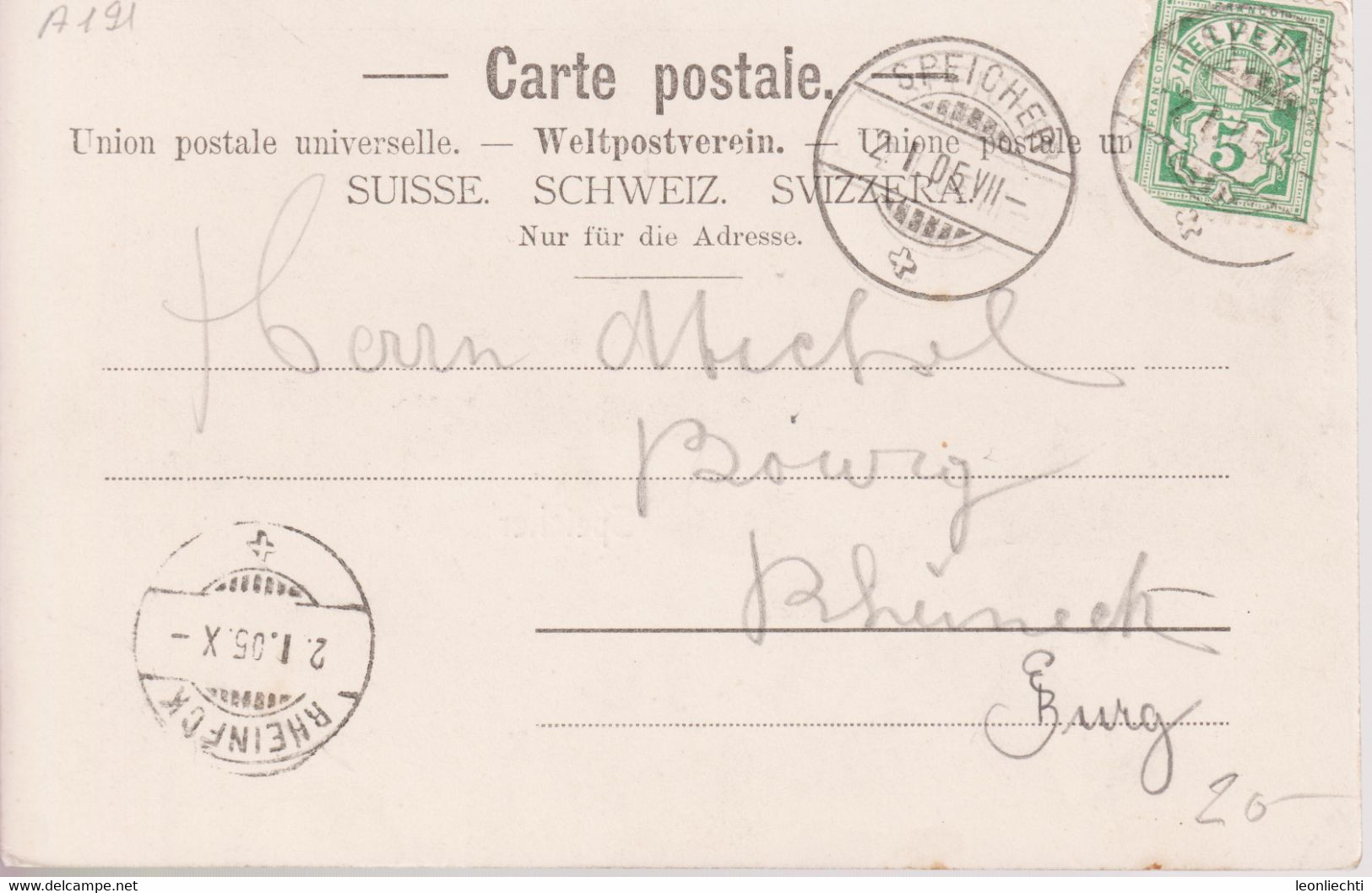 AK, Carte Postale, UPU, 1905 Speicher Mit Schlachtdenkmal, Verlag Hermann Hohl - Speicher