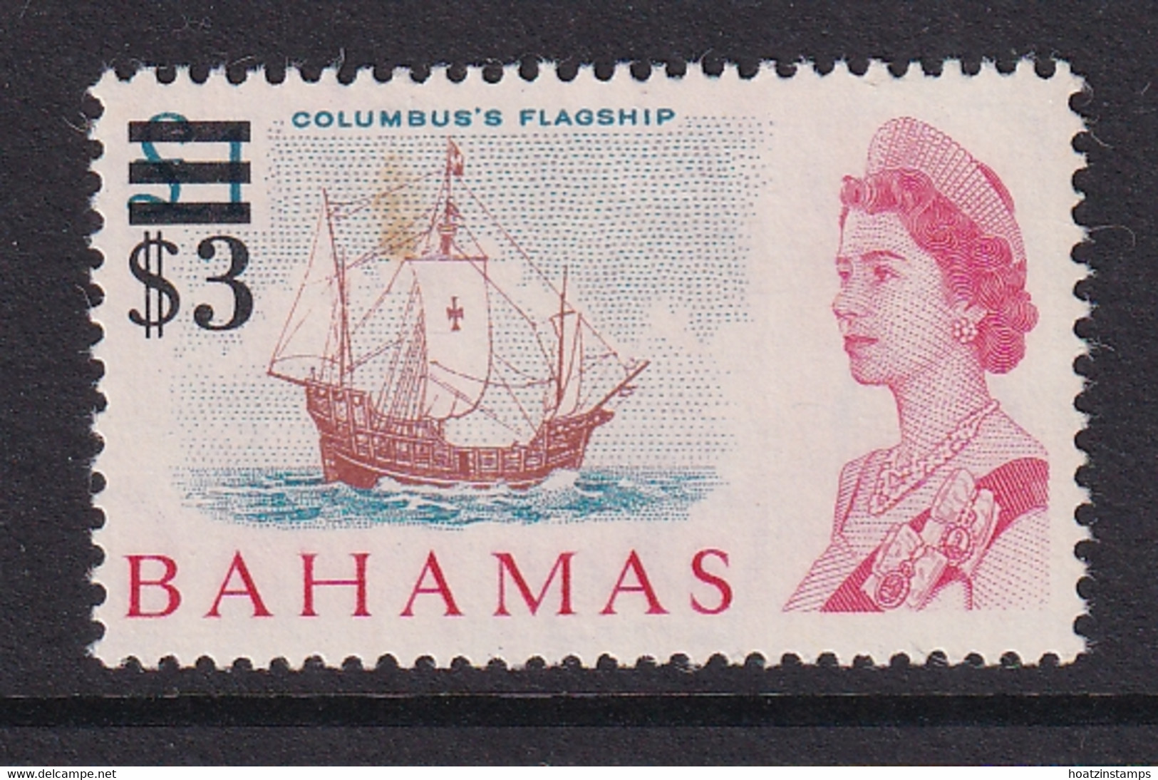 Bahamas: 1966   QE II - Decimal Currency - Surcharge   SG287    $3 On £1    MNH - 1963-1973 Ministerial Government