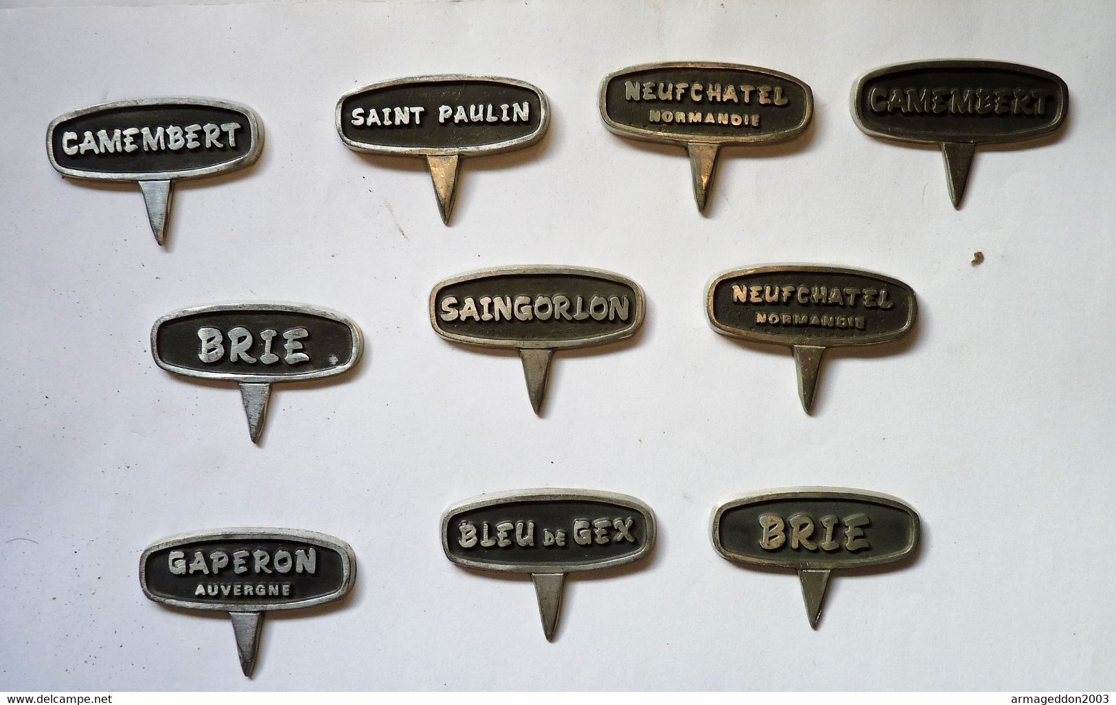 LOT DE 10 PIQUES À FROMAGE En ETAIN - Objet Vintage / Collection - Tins