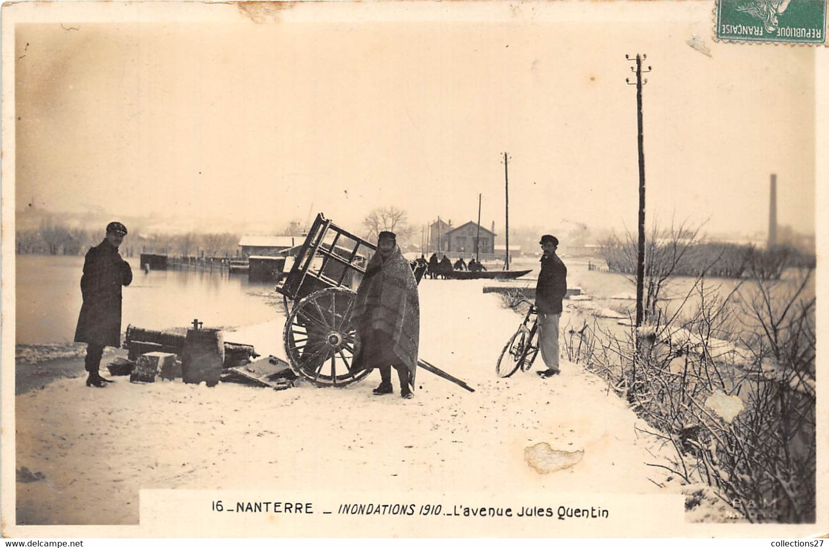 92-NANTERRE- CARTE-PHOTO- INONDATIONS 1910- L'AVENUE JULES QUENTIN - Nanterre