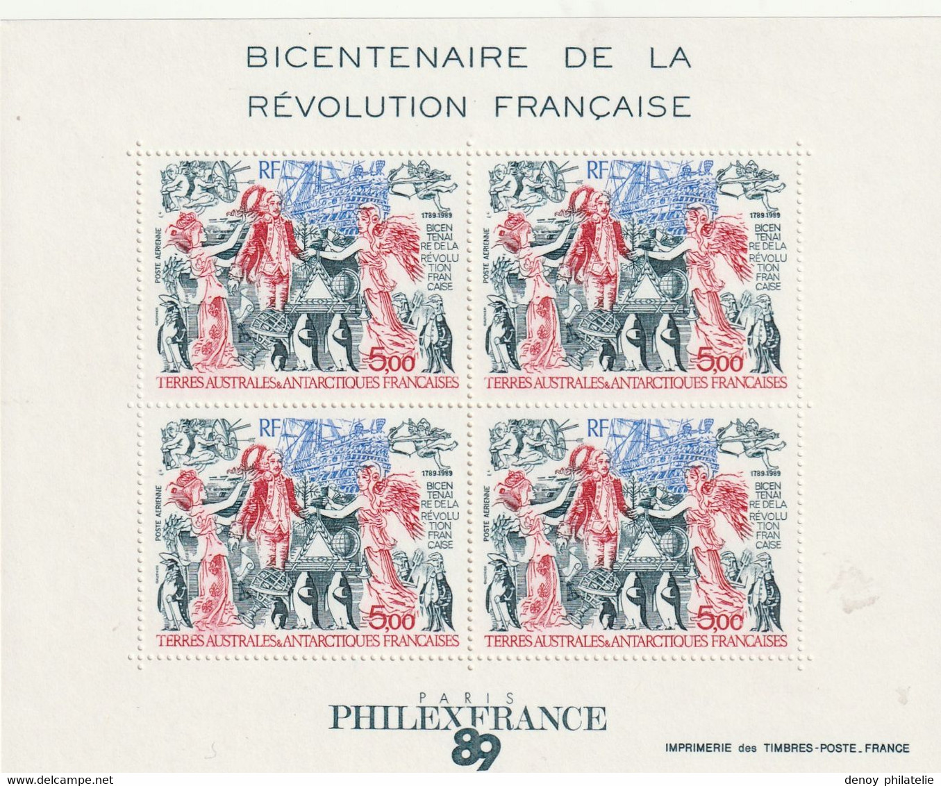 TAAF Bloc Feuillet N° 1 PHILEXFRANCE 89 (Poste Aérienne N° 108) Neuf ** (MNH). Qualité TB - Hojas Bloque