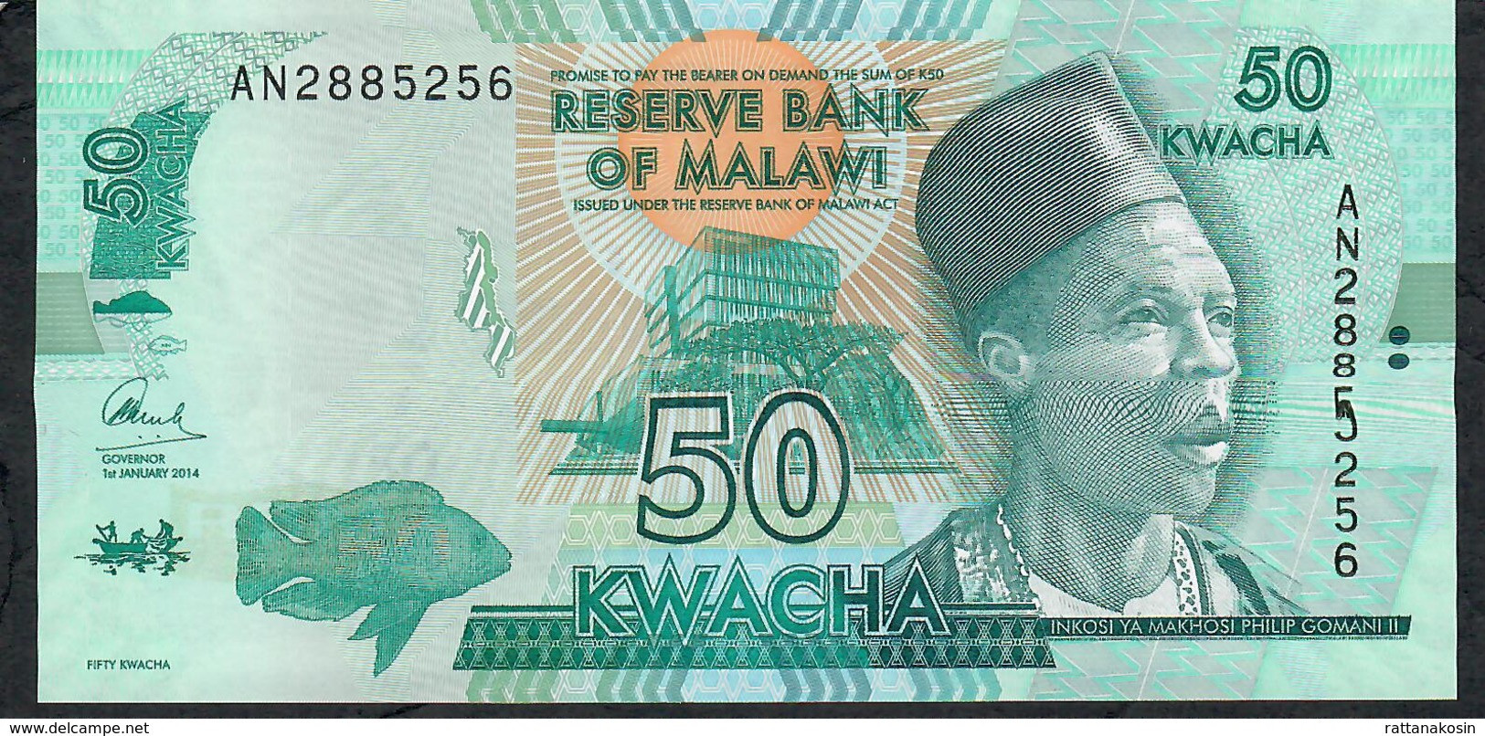 MALAWI  P64a  50  KWACHA   2014  #AN Signature 12   UNC. - Malawi