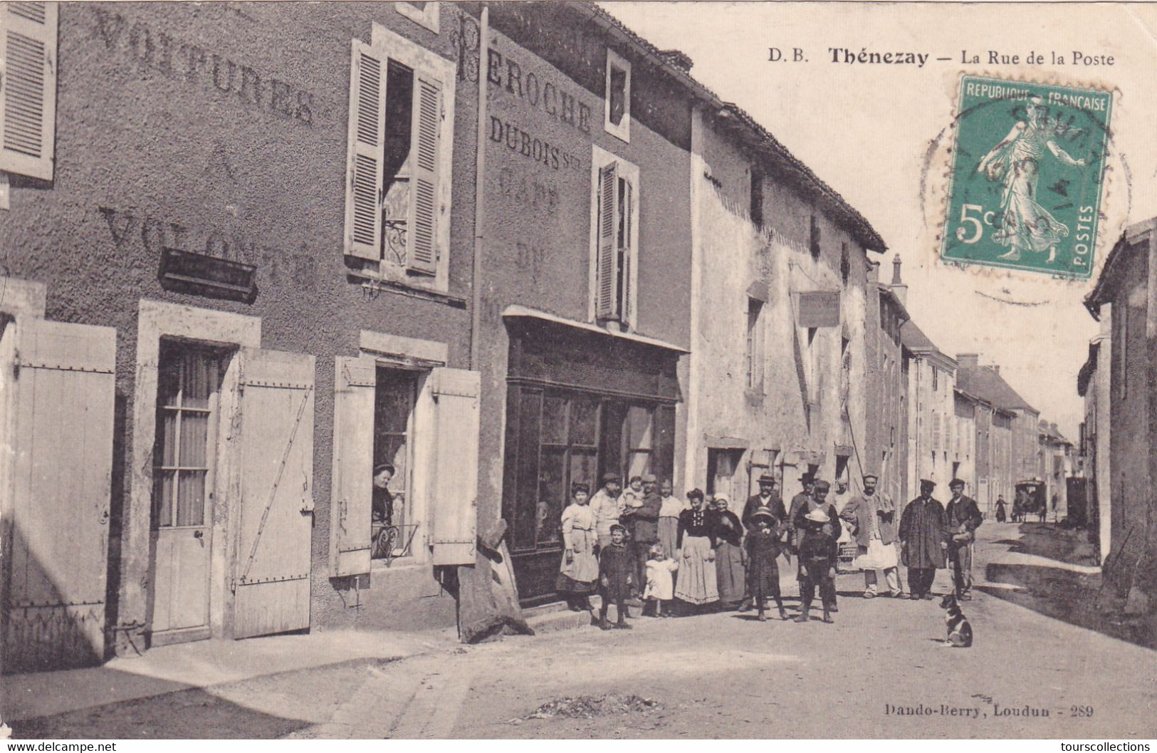 CPA 79 @ THENEZAY - La Rue De La Poste Animée Devant Le Café  Péroche Dubois En 1914 - Editeur DB Dando Berry N° 289 - Thenezay