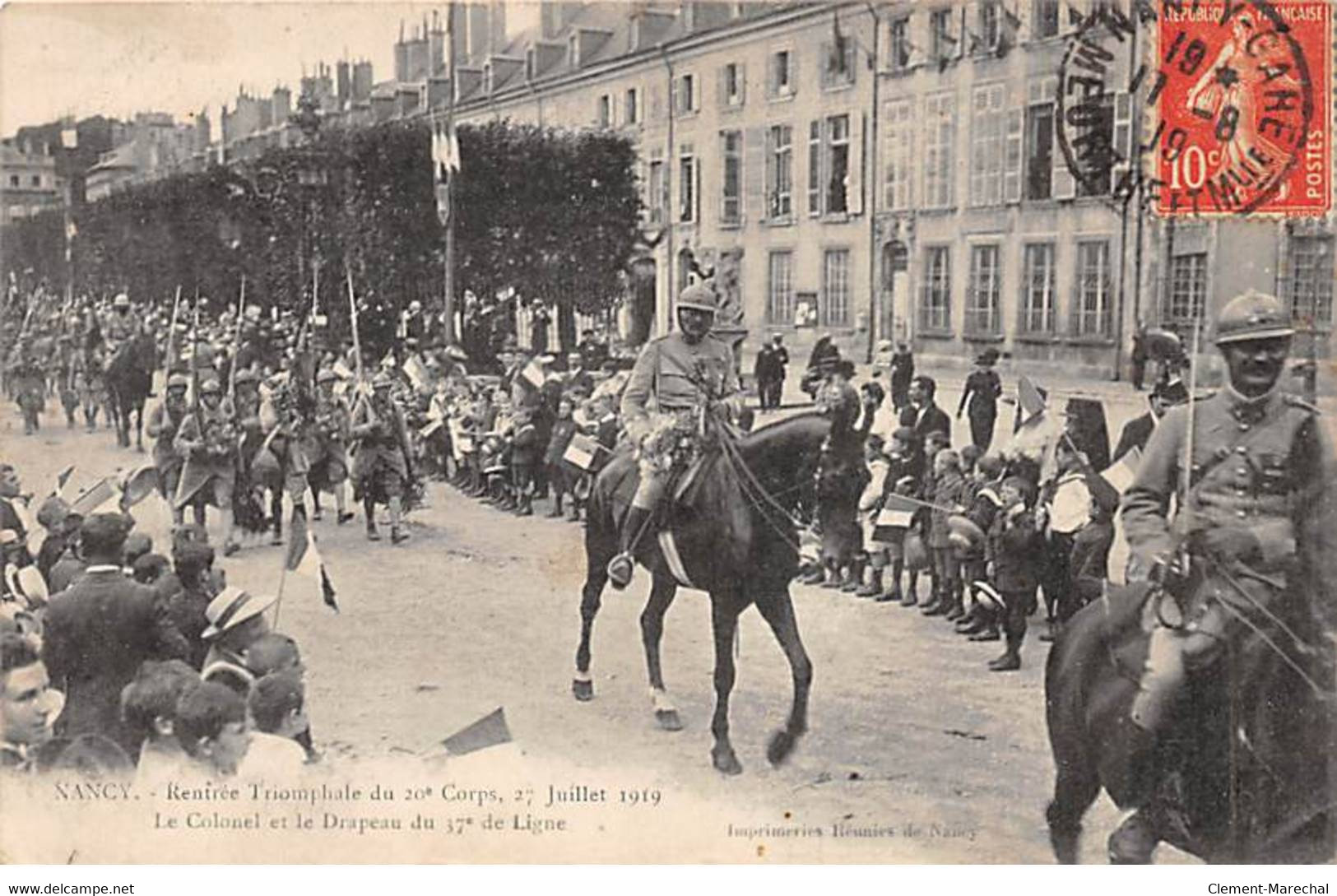 NANCY - Rentrée Triomphale Du 20e Corps, 27 Juillet 1919 - Le Colonel Et Le Drapeau Du 37e De Ligne - Très Bon état - Nancy