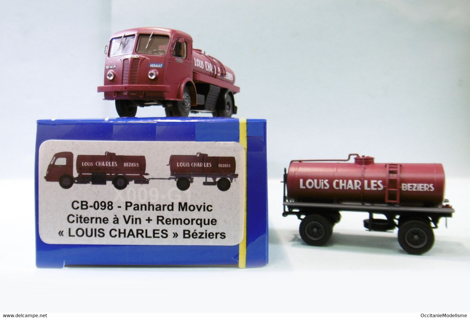 REE - PANHARD MOVIC Citerne Vin + Remorque Louis Charles Béziers Réf. CB-098 Neuf NBO HO 1/87 - Strassenfahrzeuge