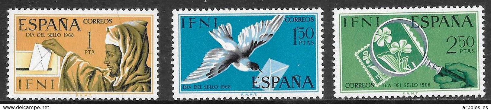 IFNI - DIA DEL SELLO - AÑO 1968 - CATALOGO YVERT Nº 0210-12 - NUEVOS - Ifni