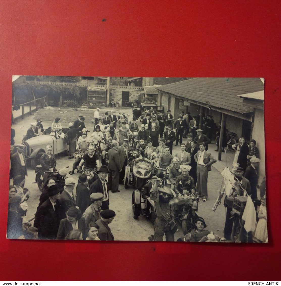 CARTE PHOTO MOTO SIDE CAR AUTOMOBILE LIEU A IDENTIFIER - To Identify