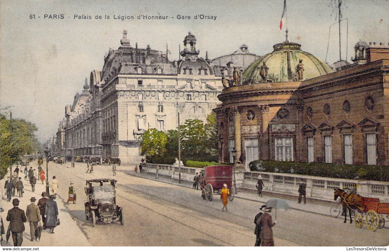 CPA - 75 - PARIS - Palais De La Légion D'Honneur Et La Gare D'Orsay - Colorisée - Animée Vehicules Voiture Chevaux - Pariser Métro, Bahnhöfe