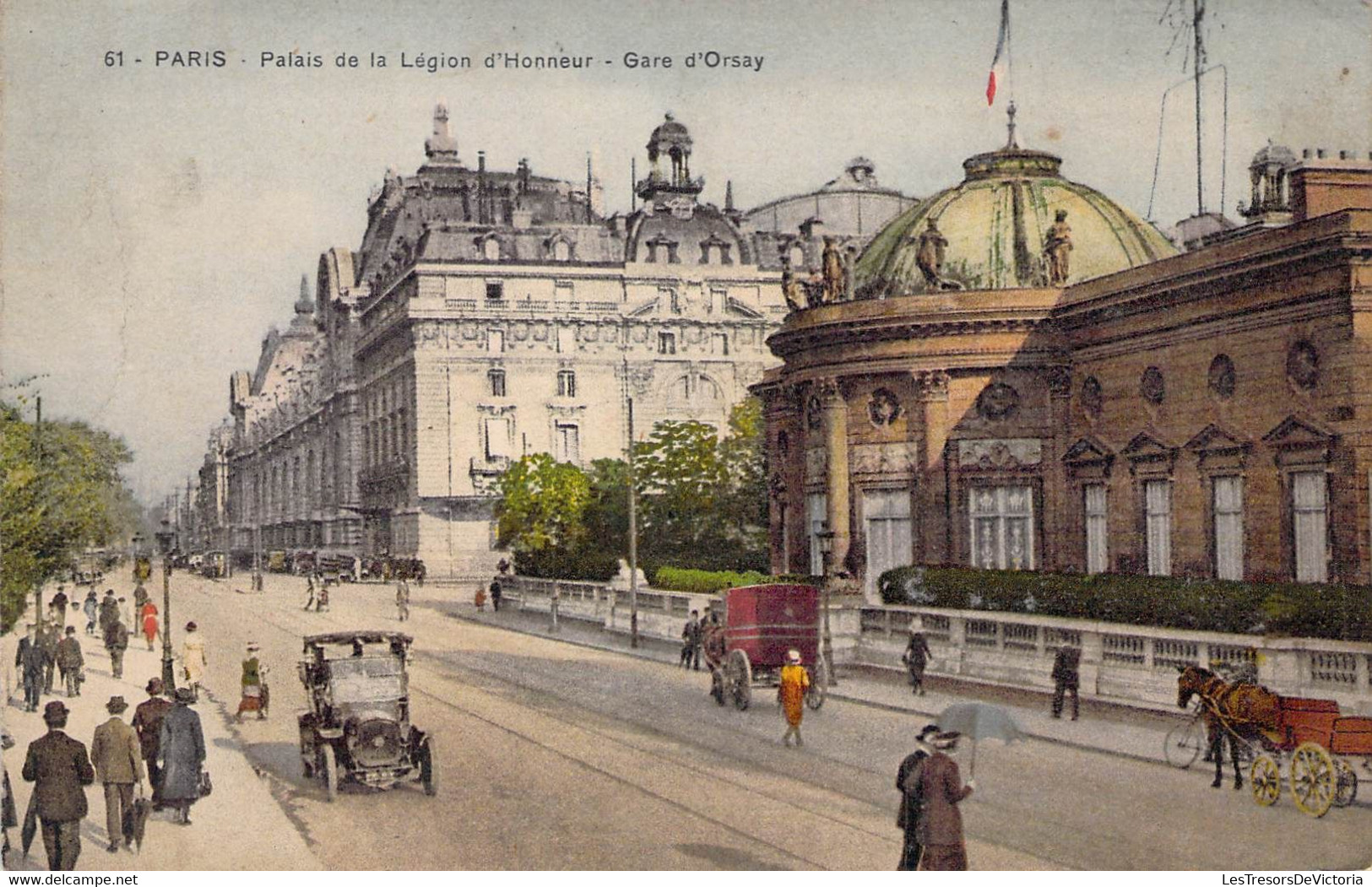 CPA - 75 - PARIS - Palais De La Légion D'Honneur Et La Gare D'Orsay - Colorisée - Animée Vehicules Voiture Chevaux - Métro Parisien, Gares