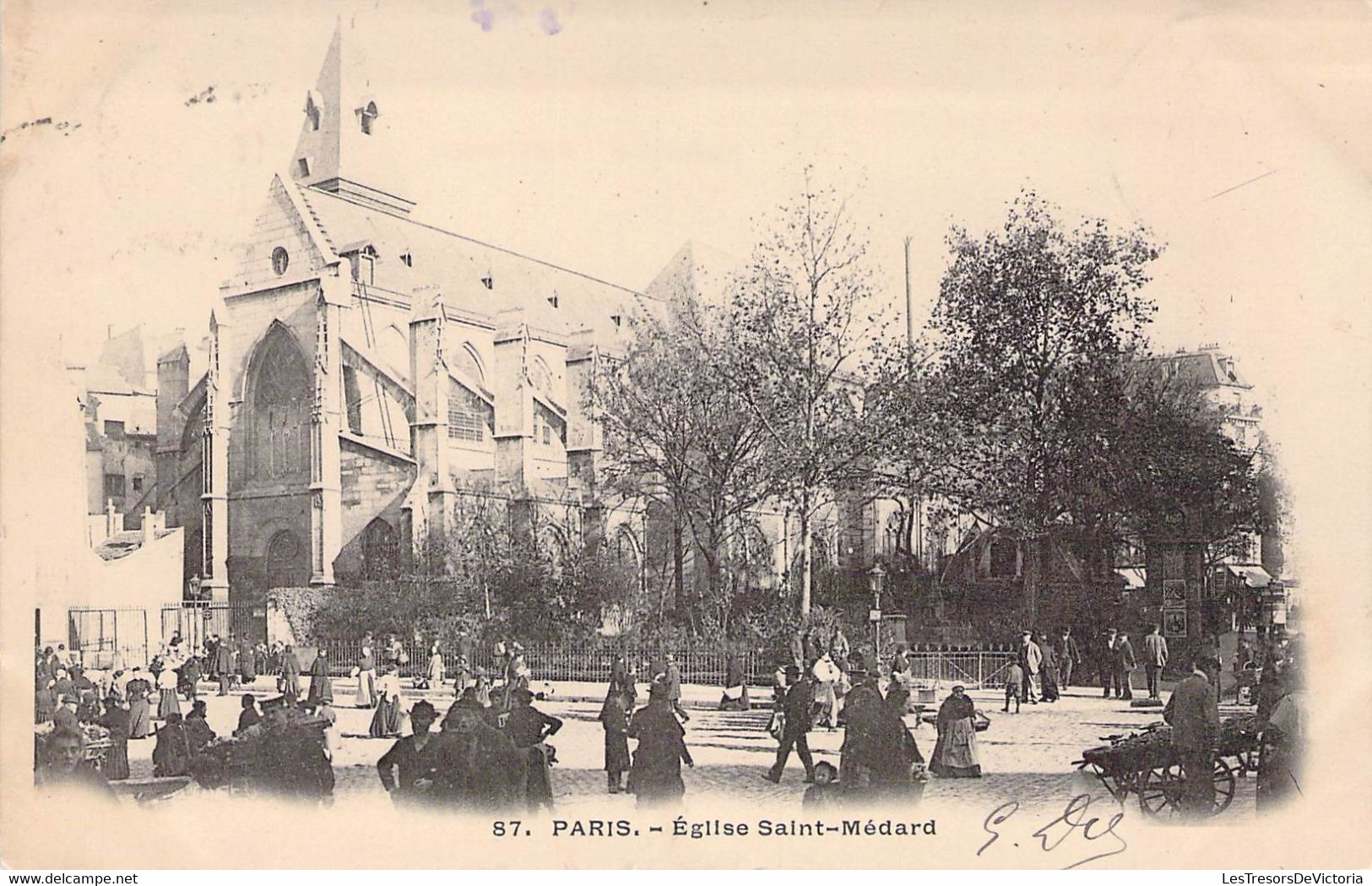 CPA - 75 - PARIS - EGLISE SAINT MEDARD - Animée - Dos Non Divisé - Kerken