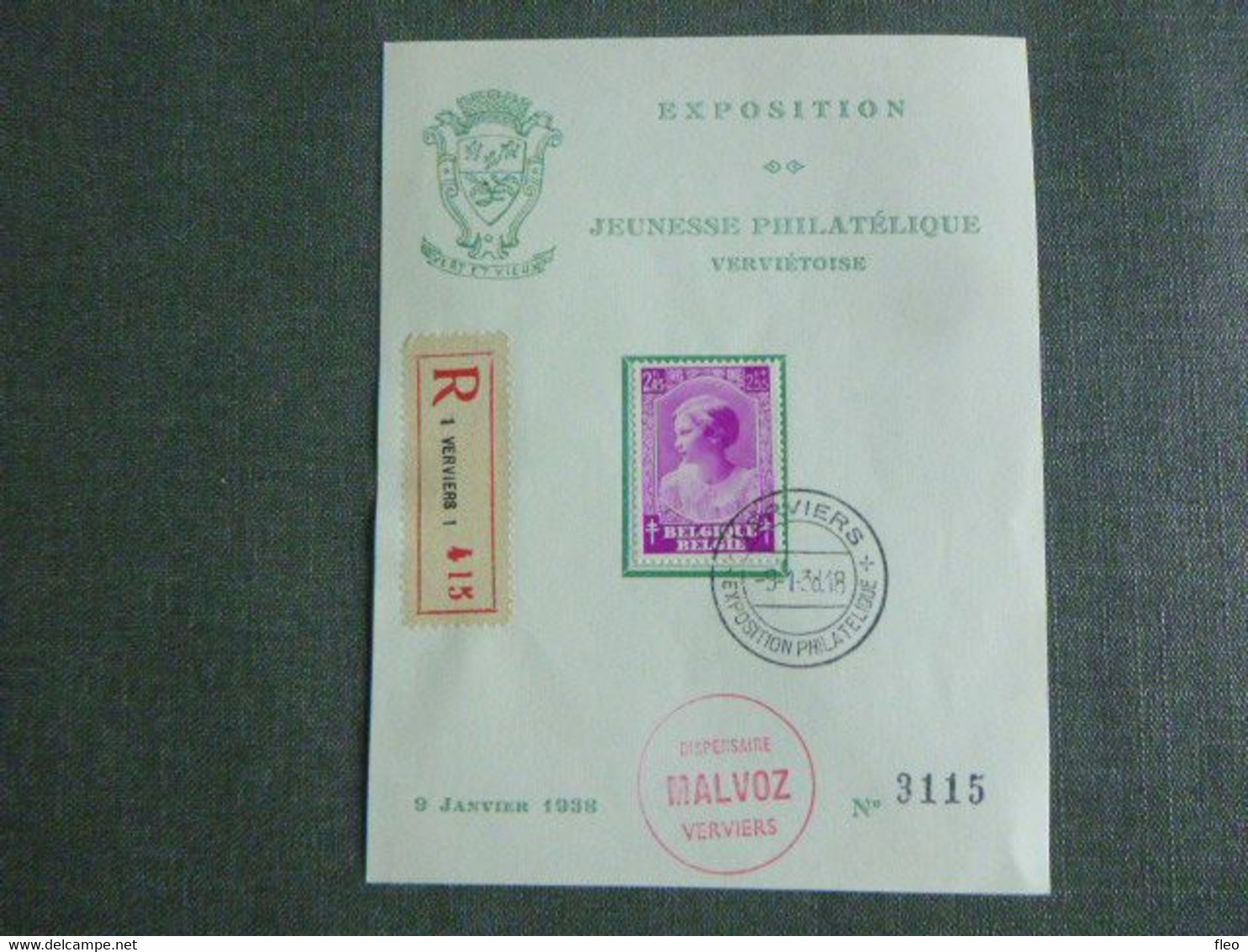 BELG.1938 465 HK : Exposition Verviers - ....-1951