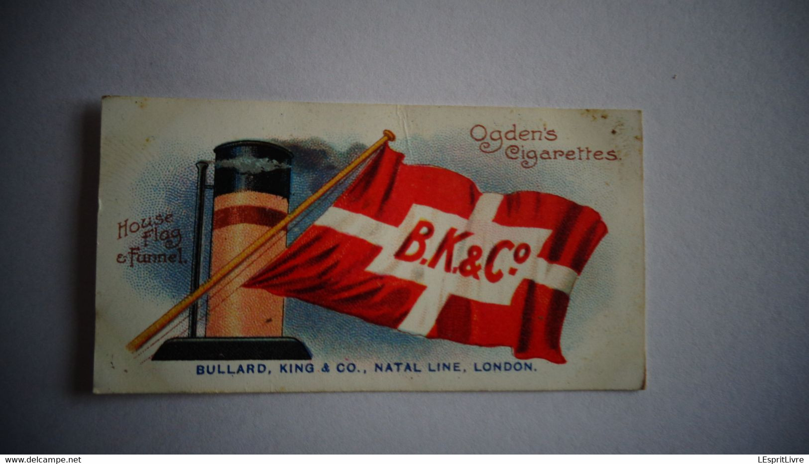 FLAGS AND FUNNELS Steamship Lines 47 BULLARD KING Co Marine Cigarette OGDEN'S Tobacco Tabac Vignette Trading Card Chromo - Ogden's