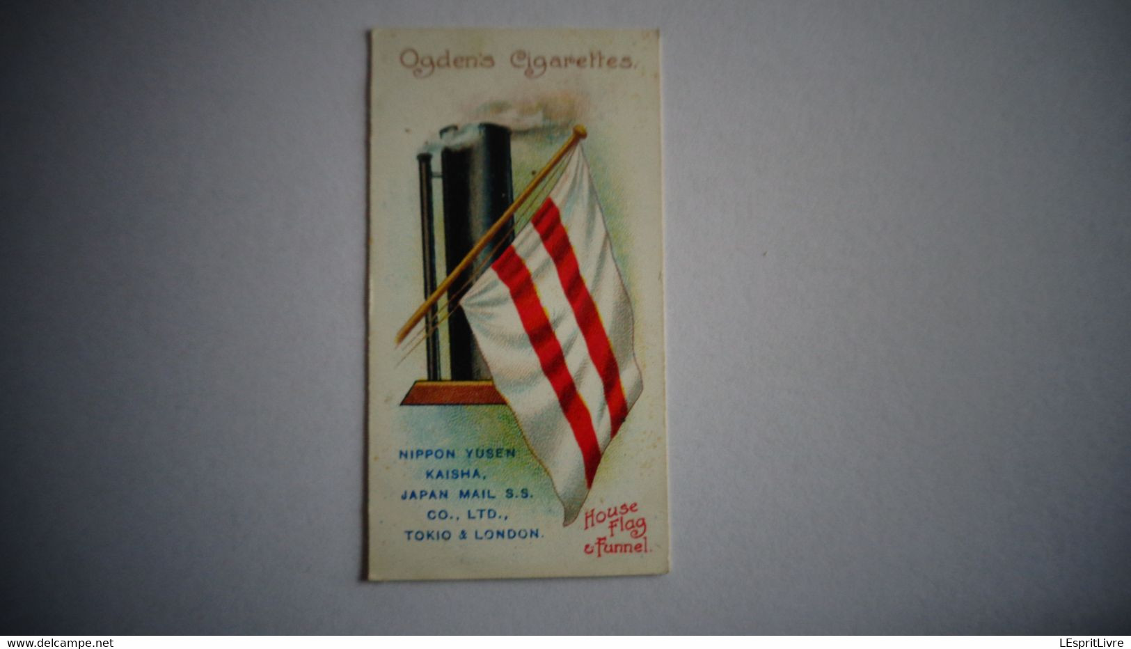 FLAGS AND FUNNELS Steamship Lines 30 NIPPON YUBEN KAISHO Marine Cigarette OGDEN'S Tobacco Vignette Trading Card Chromo - Ogden's