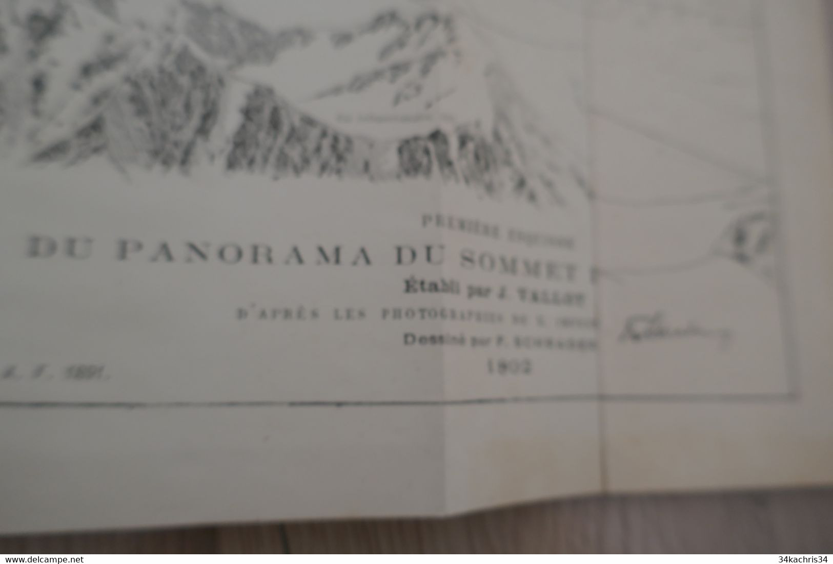 J.Vallot Première esquisse du panorama du Mont Blanc 1894 dessins de Schrader rarissime dépliant