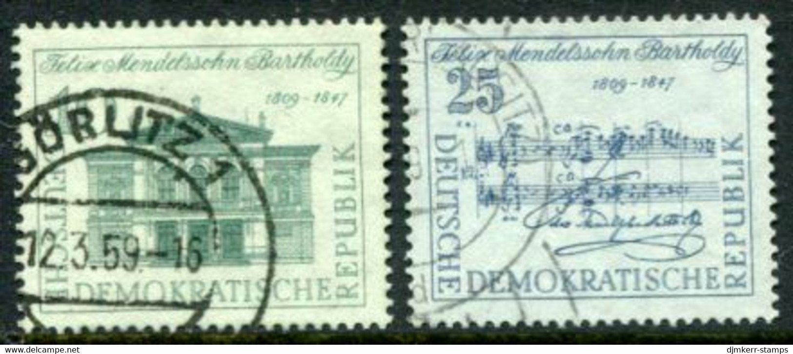 DDR / E. GERMANY 1959 Mendelssohn Anniversary Used  Michel  676-77 - Used Stamps