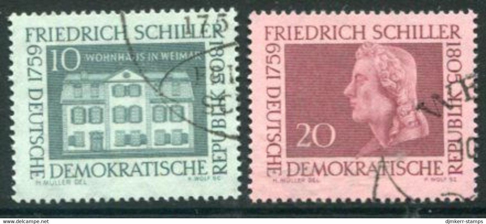 DDR / E. GERMANY 1959 Schiller Bicentenary Used.  Michel  733-34 - Used Stamps