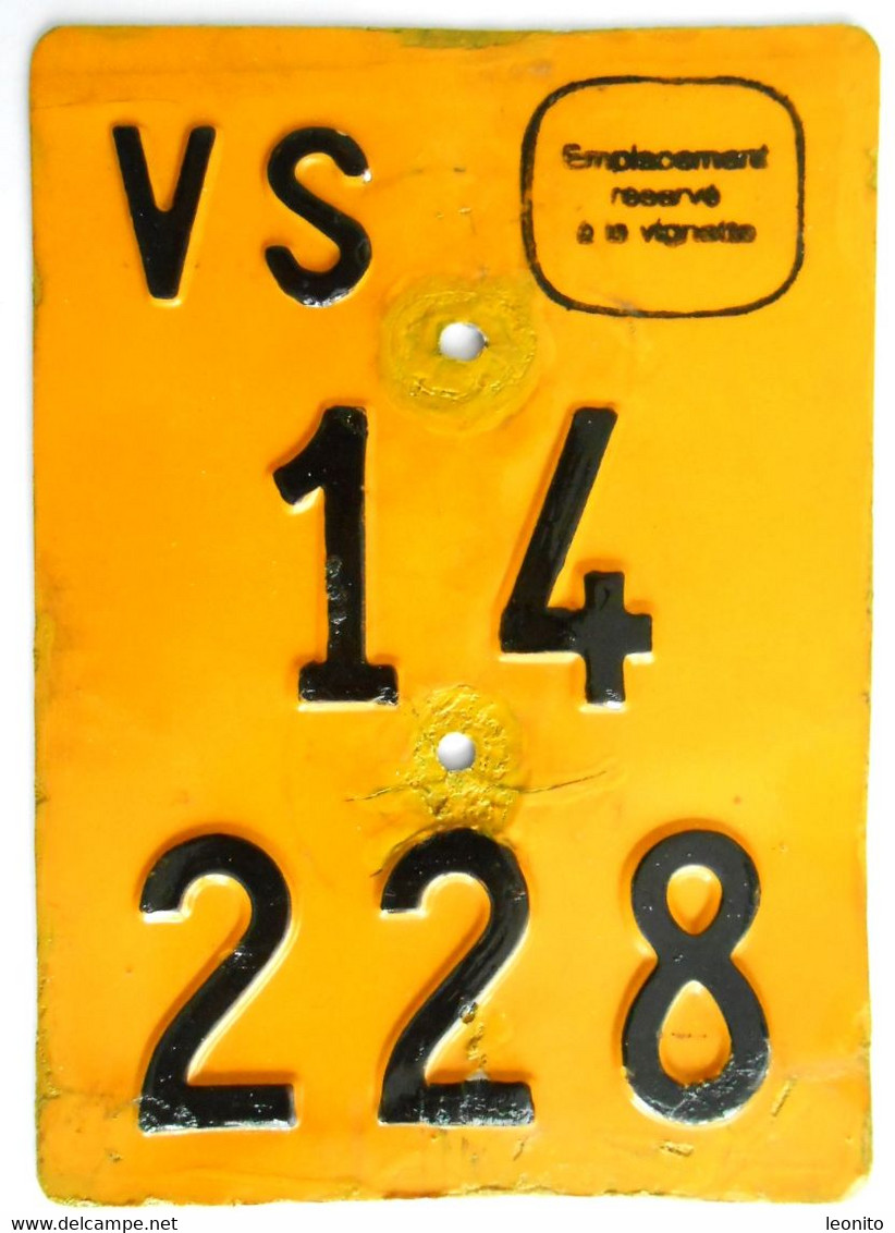 Velonummer Mofanummer Wallis Valais VS 14228 Ohne Vignette - Kennzeichen & Nummernschilder