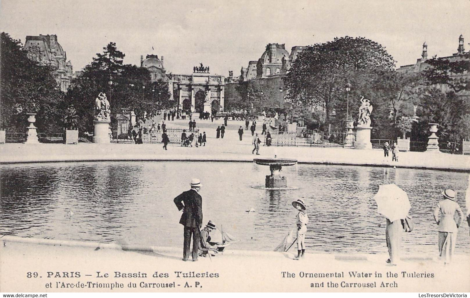 CPA - 75 - PARIS - Le Bassin Des Tuileries Et L'Arc De Triomphe Du Caroussel - Animé - Parcs, Jardins