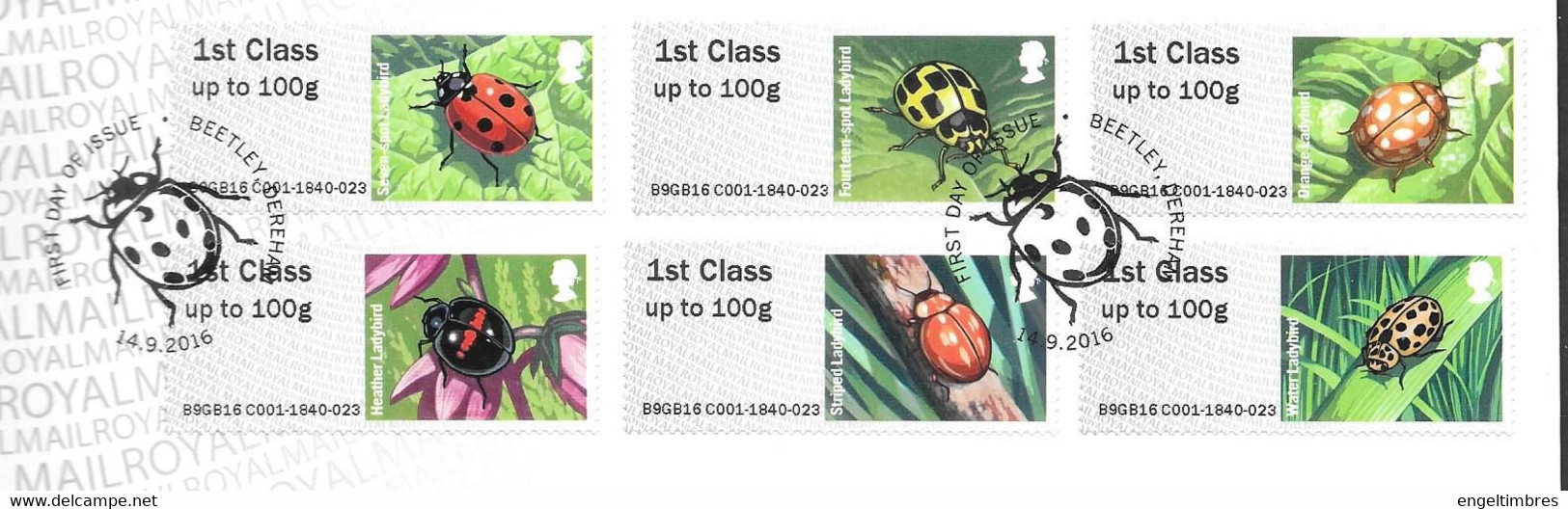 GB -  Post & GO Stamps (6)   2016 - Ladybirds    FDC Or  USED  "ON PIECE" - SEE NOTES  And Scans - 2011-2020 Decimale Uitgaven