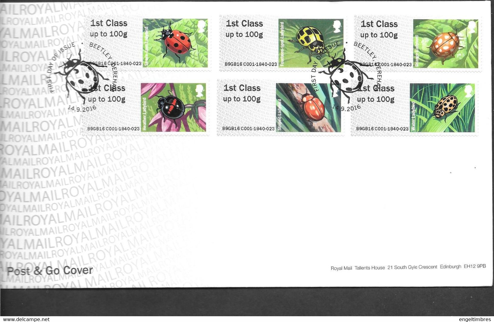 GB -  Post & GO Stamps (6)   2016 - Ladybirds    FDC Or  USED  "ON PIECE" - SEE NOTES  And Scans - 2011-2020 Dezimalausgaben