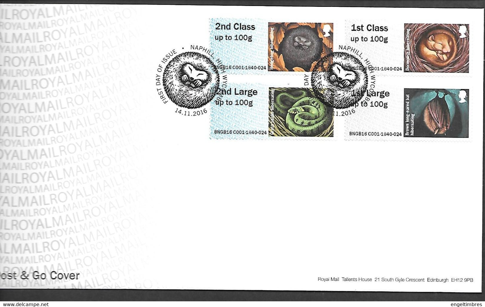 GB -  Post & GO Stamps (4)   2016 -  Hibernating    FDC Or  USED  "ON PIECE" - SEE NOTES  And Scans - 2011-2020 Em. Décimales