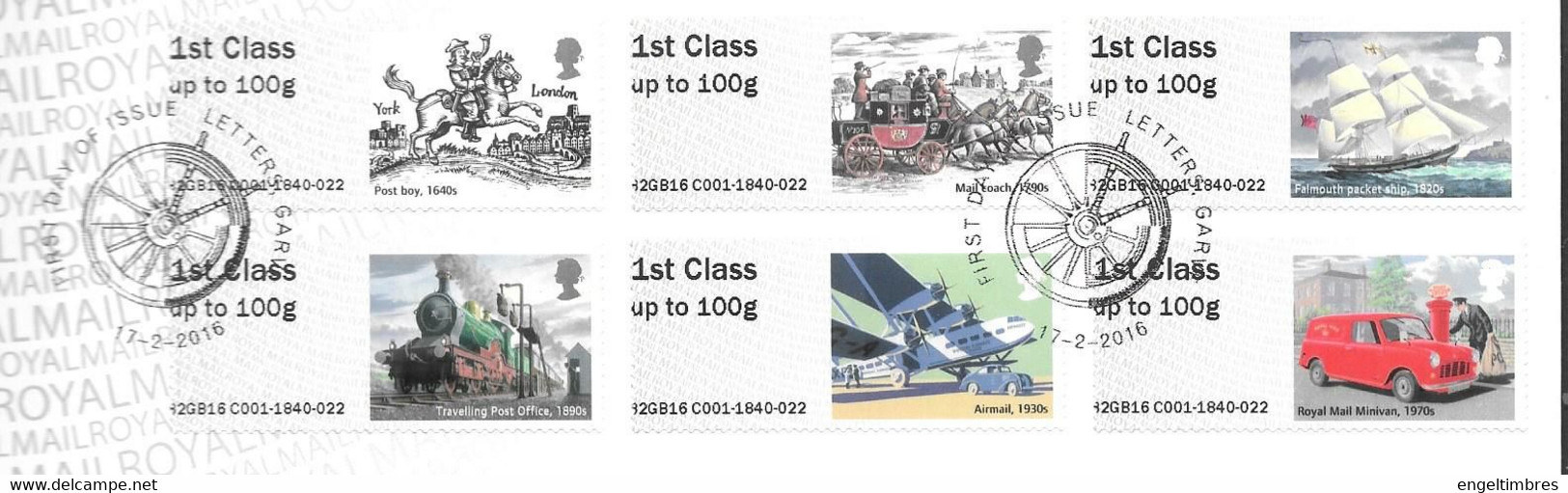 GB -  Post & GO Stamps (4)   2016 -  Transport    FDC Or  USED  "ON PIECE" - SEE NOTES  And Scans - 2011-2020 Decimale Uitgaven