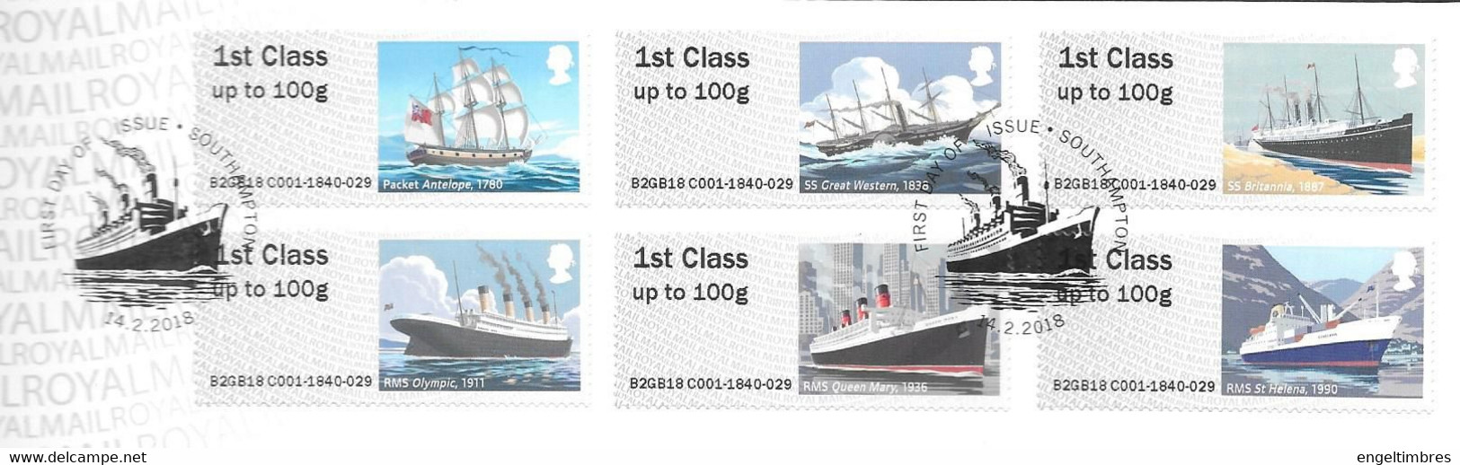 GB -  Post & GO Stamps (6)   2018 -  Mail By Sea FDC Or  USED  "ON PIECE" - SEE NOTES  And Scans - 2011-2020 Decimale Uitgaven