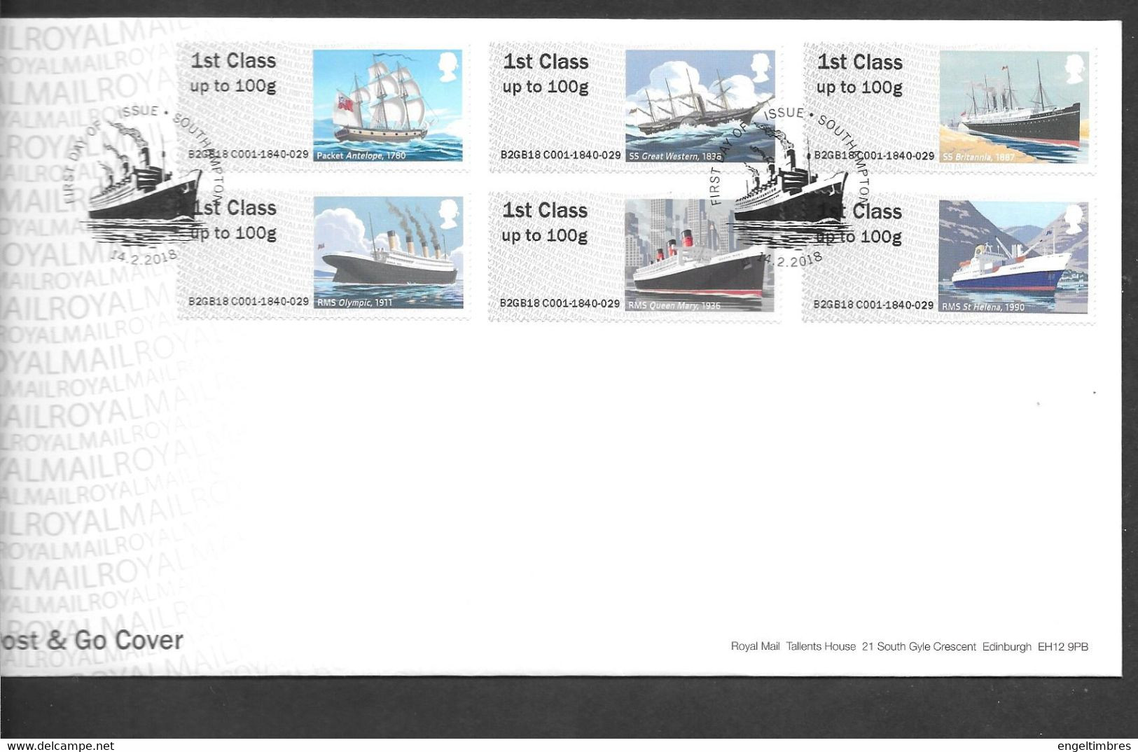 GB -  Post & GO Stamps (6)   2018 -  Mail By Sea FDC Or  USED  "ON PIECE" - SEE NOTES  And Scans - 2011-2020 Em. Décimales