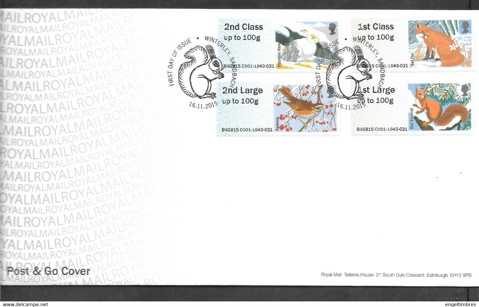 GB -  Post & GO Stamps (4)   2015 -  Fur & Feather   FDC Or  USED  "ON PIECE" - SEE NOTES  And Scans - 2011-2020 Ediciones Decimales