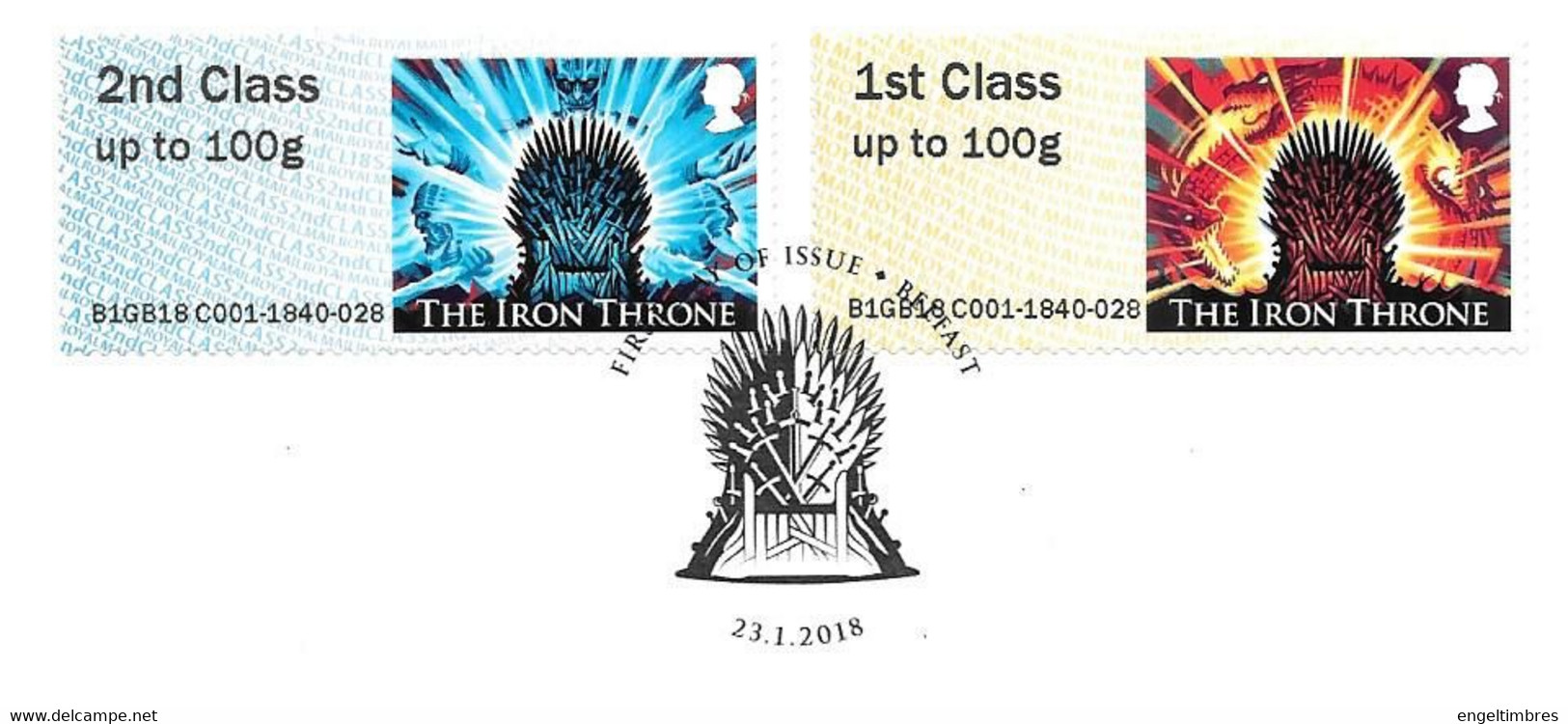 GB -  Post & GO Stamps (2)   2018-   Game Of Thrones   FDC Or  USED  "ON PIECE" - SEE NOTES  And Scans - 2011-2020 Dezimalausgaben